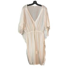 Old Navy Swim Coverup White Womans XXL Cotton Tassel Tie Light Flowy Oversized